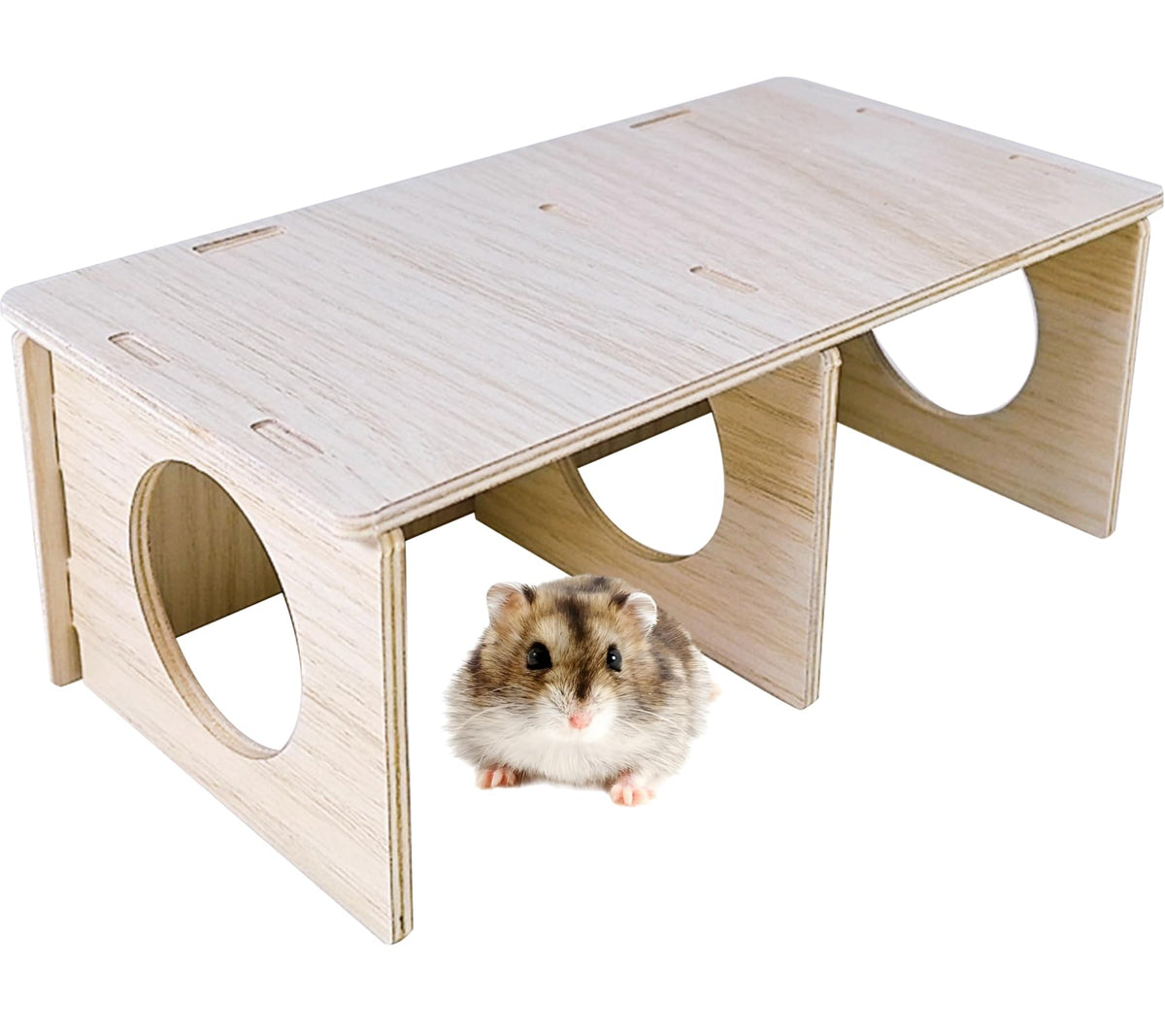 Hamiledyi Wooden 2-Chamber Hamster Hideout Tunnel