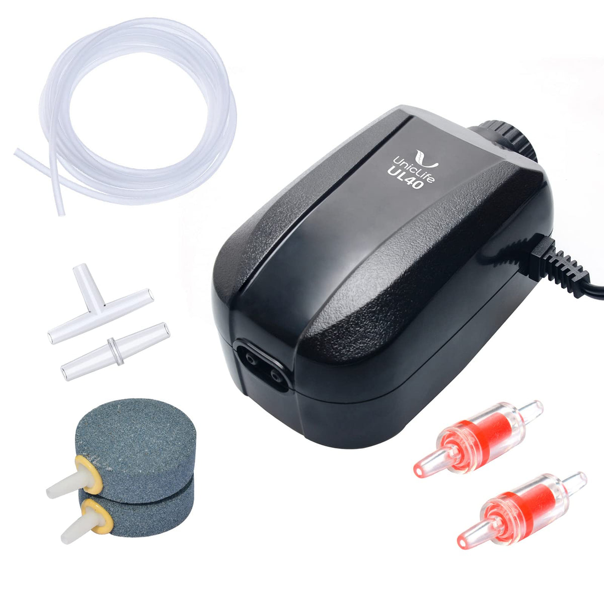 Uniclife 64 GPH Dual Outlet Aquarium Air Pump Kit, 10-100 Gal