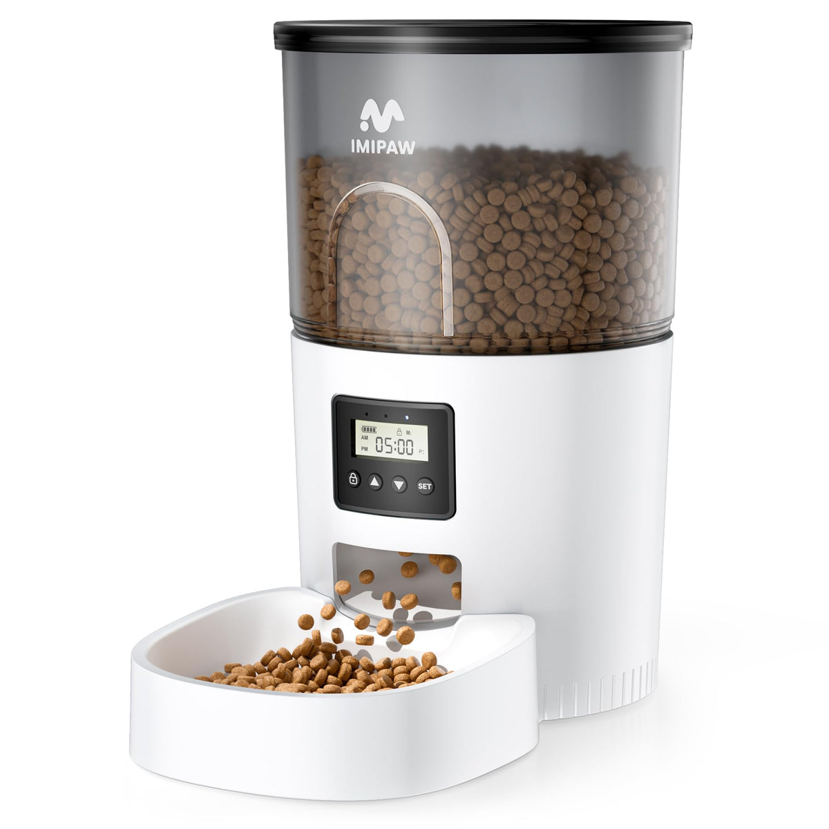 IMIPAW Programmable Automatic Cat Feeder, 6 Meals, White