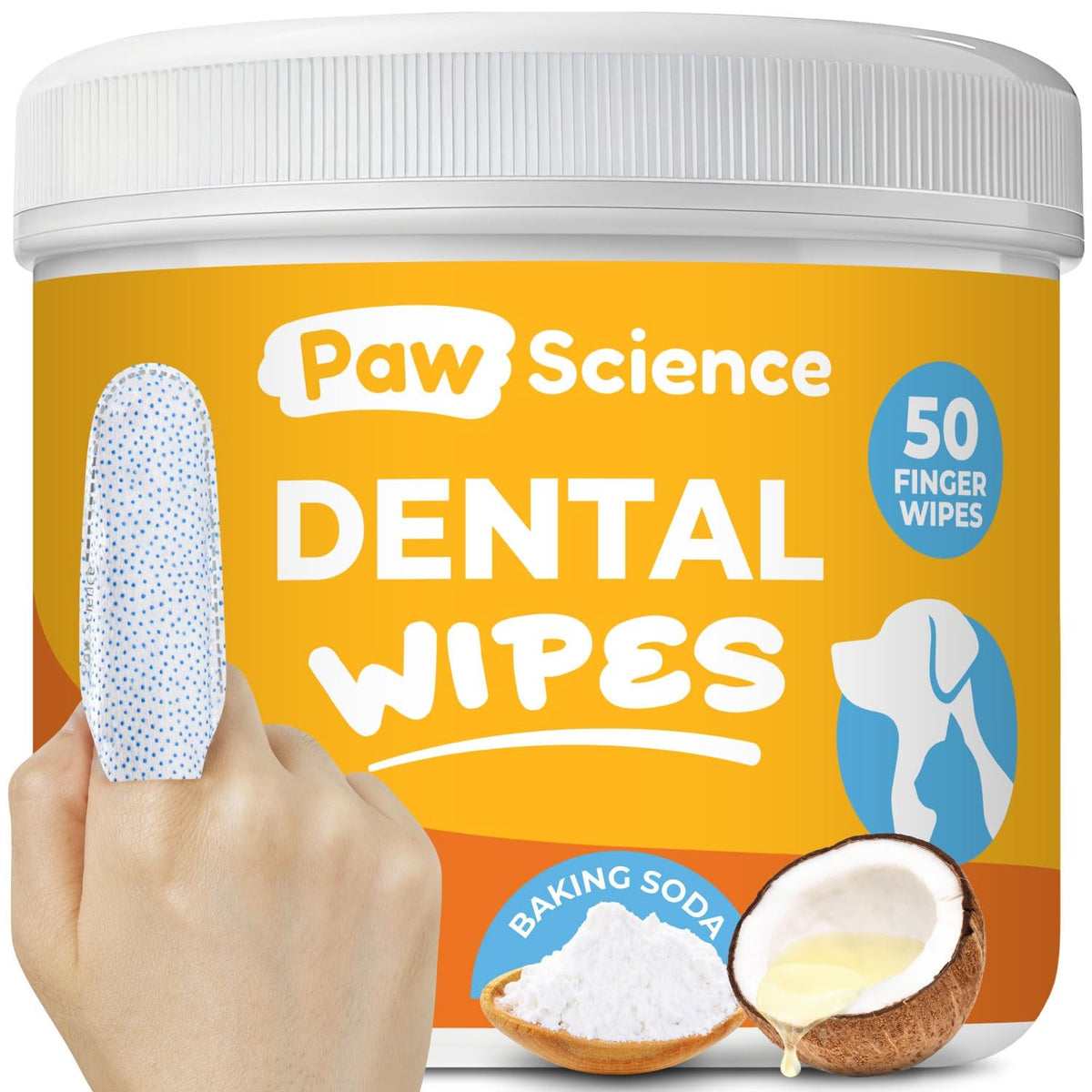 Paw Science Teeth Cleaning Finger Wipes for Dogs & Cats