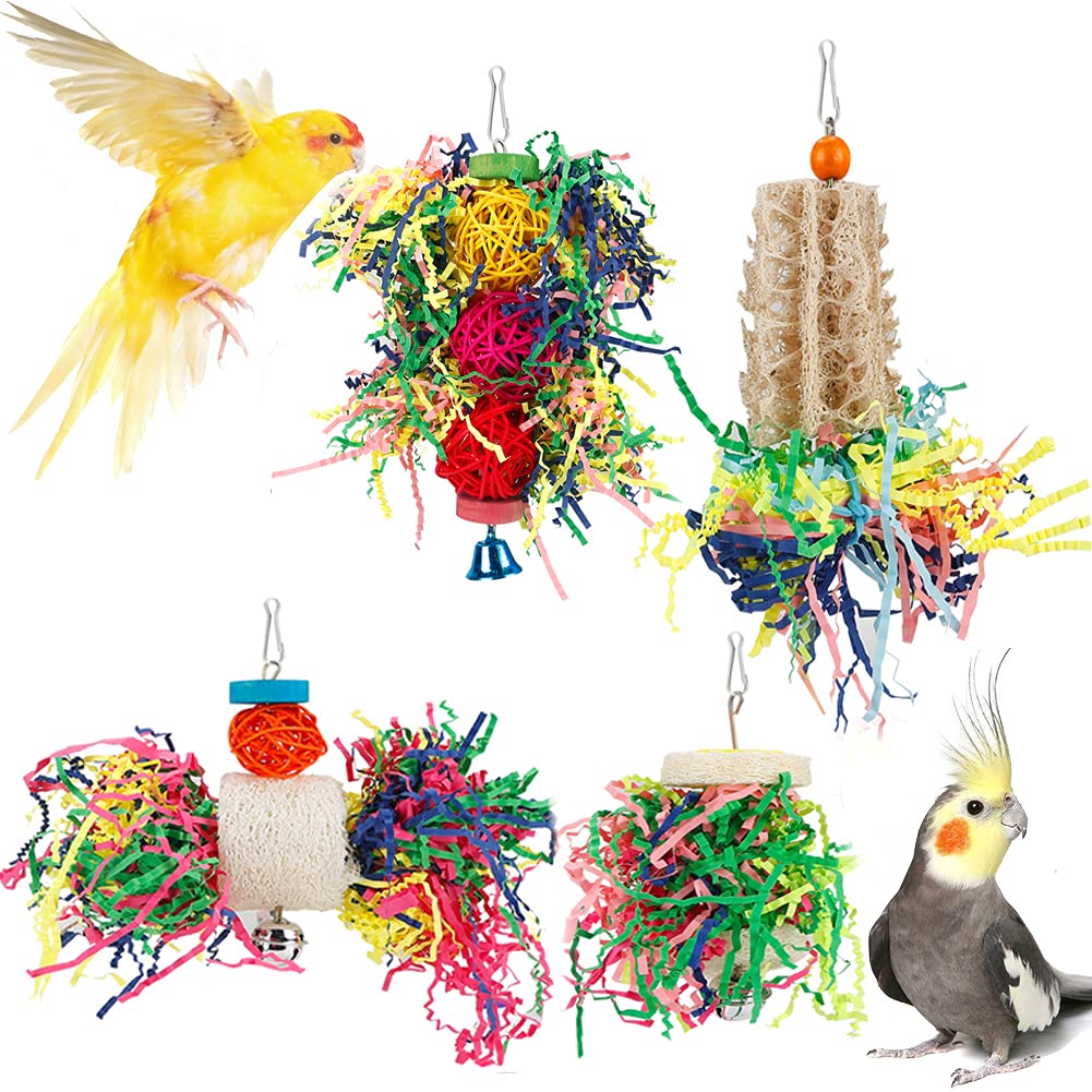 lovyoCoCo Shredding Foraging Bird Toy with Rope Perch