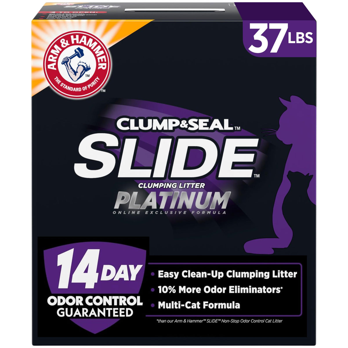 ARM & HAMMER Slide Platinum Easy Clean-Up Clumping Cat Litter, 37 Lbs