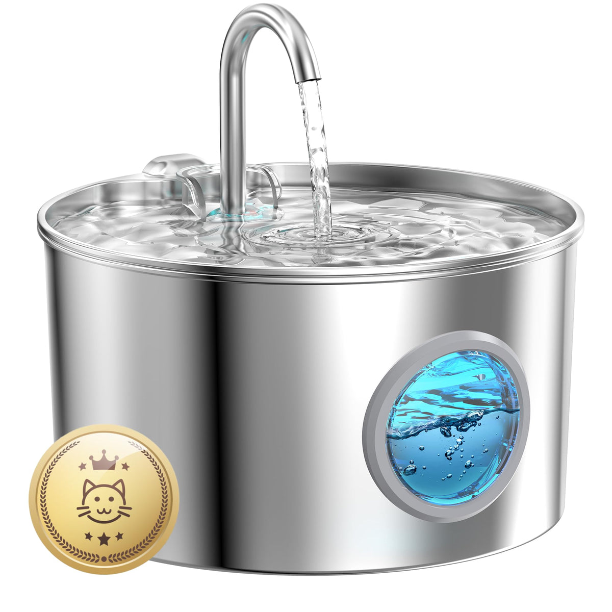 GIOTOHUN Stainless Steel Cat Water Fountain, 74 oz / 2.2L