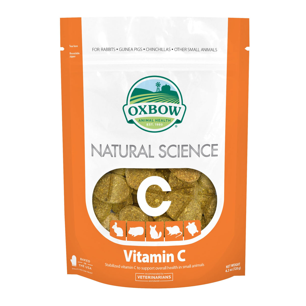 Oxbow Vitamin C Guinea Pig Supplement, High-Fiber Timothy Hay, 4.2 oz