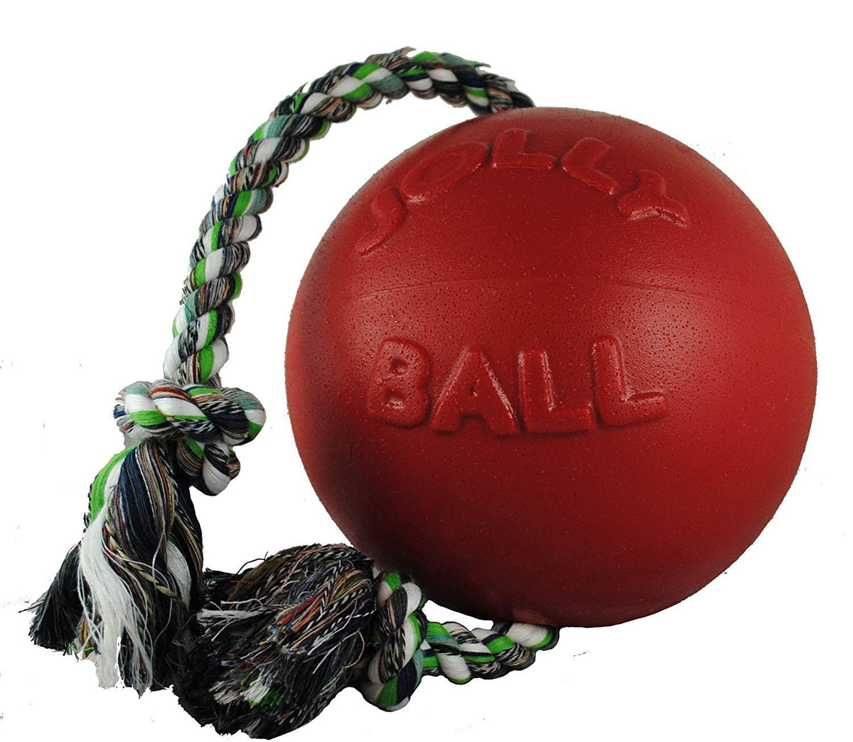 Jolly Pets Romp-n-Roll Rope & Ball Dog Toy, 8" Large, Red