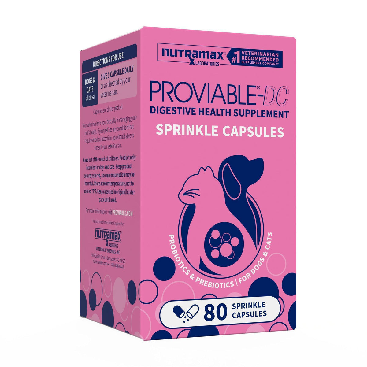 Nutramax Proviable Probiotics + Prebiotics Capsules, 80 Count