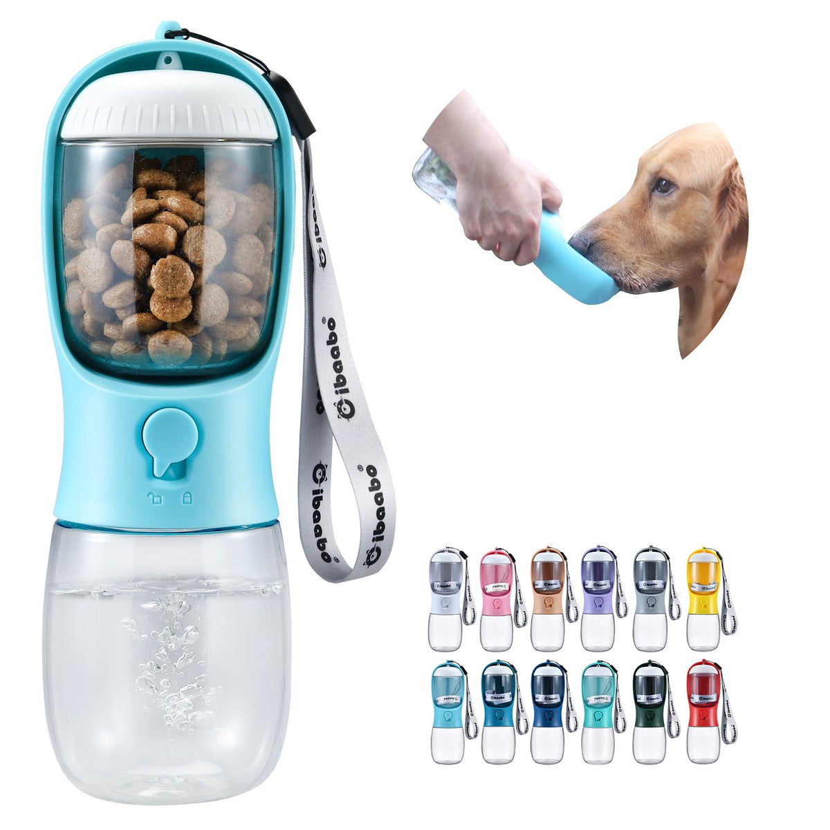 Cibaabo Portable Dog Water Bottle with Food Container & Filter