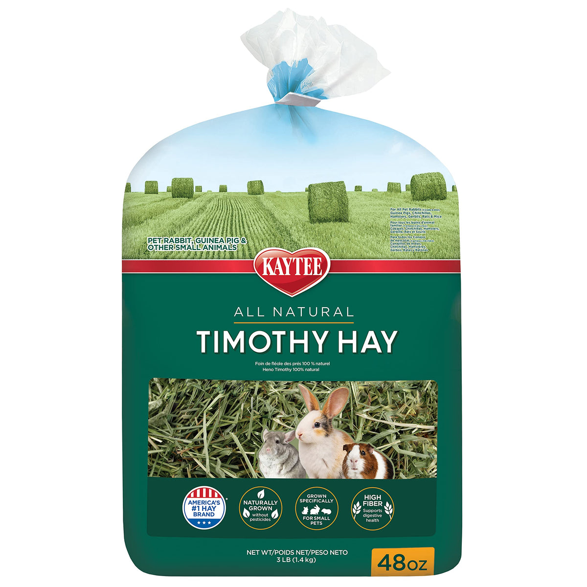 Kaytee Timothy Hay, High Fiber for Rabbits, Guinea Pigs, 48 Ounces