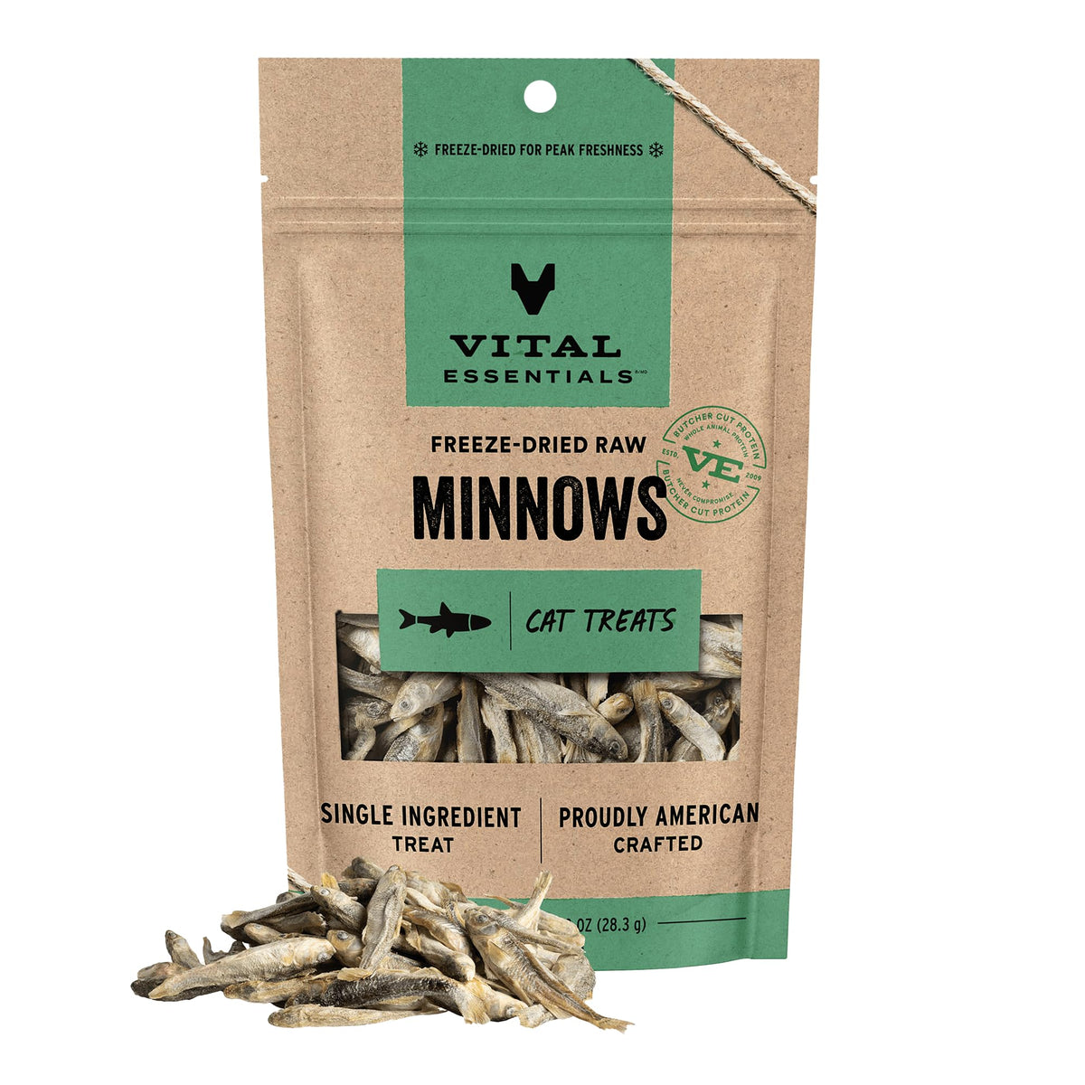 Vital Essentials Freeze Dried Minnows Cat Treats, 1.0 oz Bag