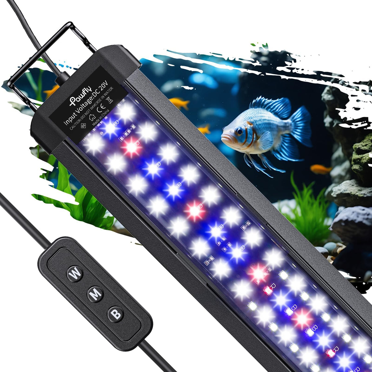 Pawfly 11W Extendable LED Aquarium Light, 12-18" Tanks