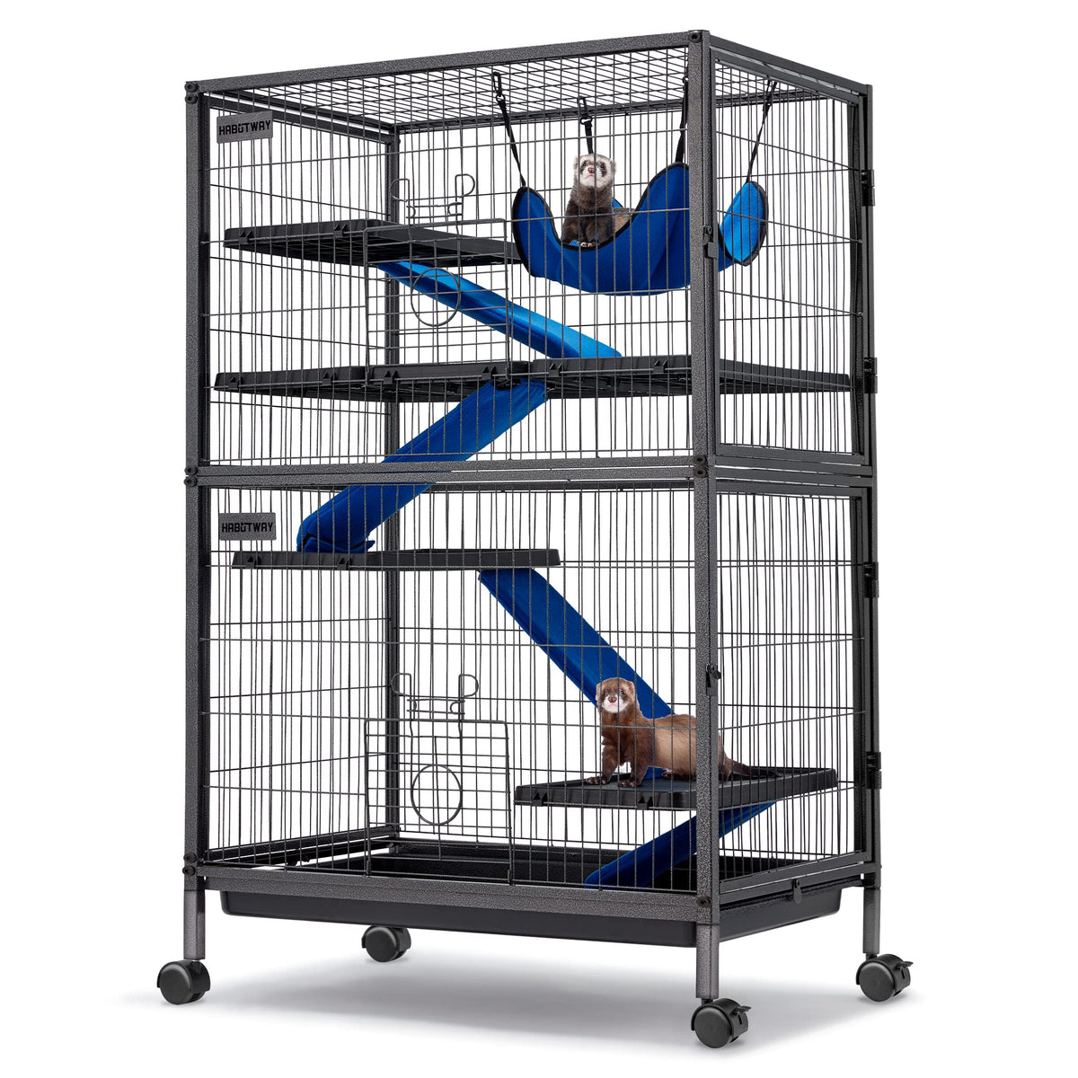 HABUTWAY 50" Rolling 5-Tier Small Animal Cage, Black