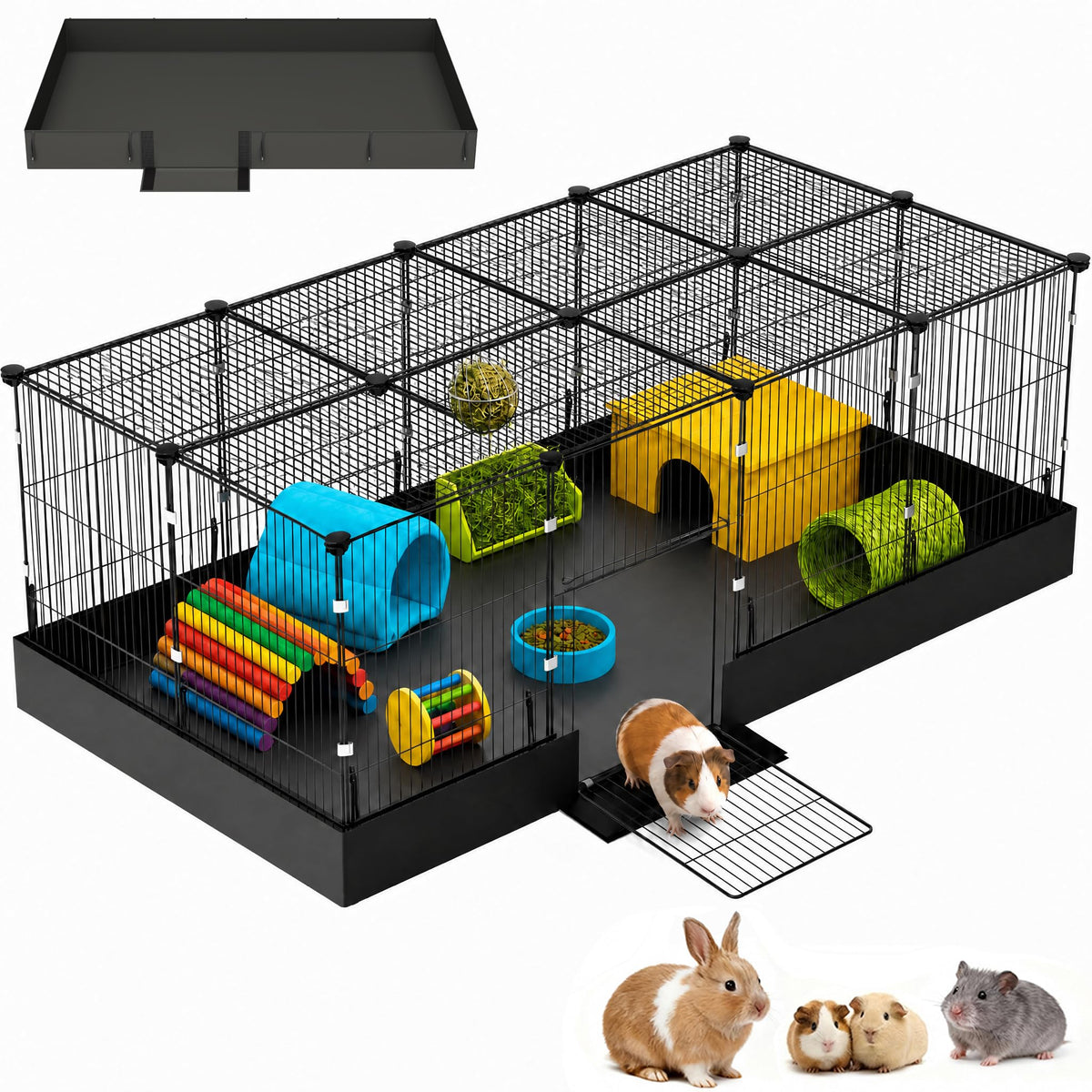 SNAAT Expandable Enclosed Guinea Pig Cage with Waterproof Liner