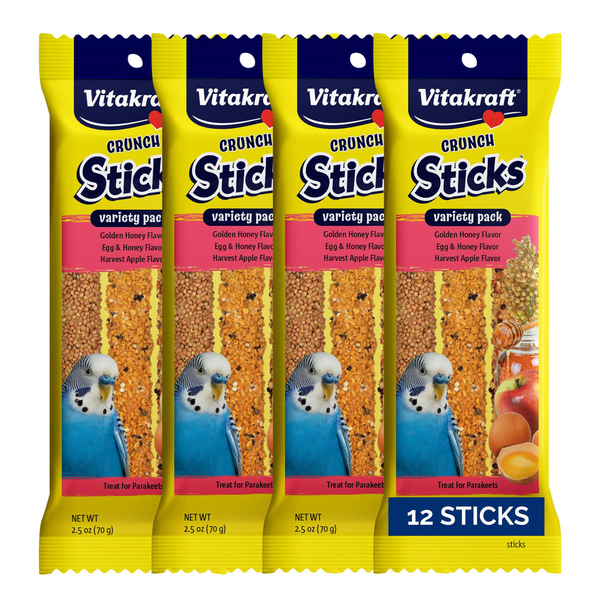 Vitakraft Crunch Sticks Parakeet Treats, Variety, 12 Count