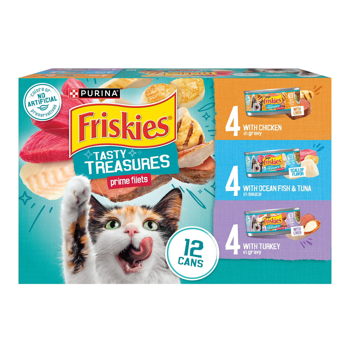 Friskies Tasty Treasures Prime Filets Variety, 5.5 oz, 12 Pack