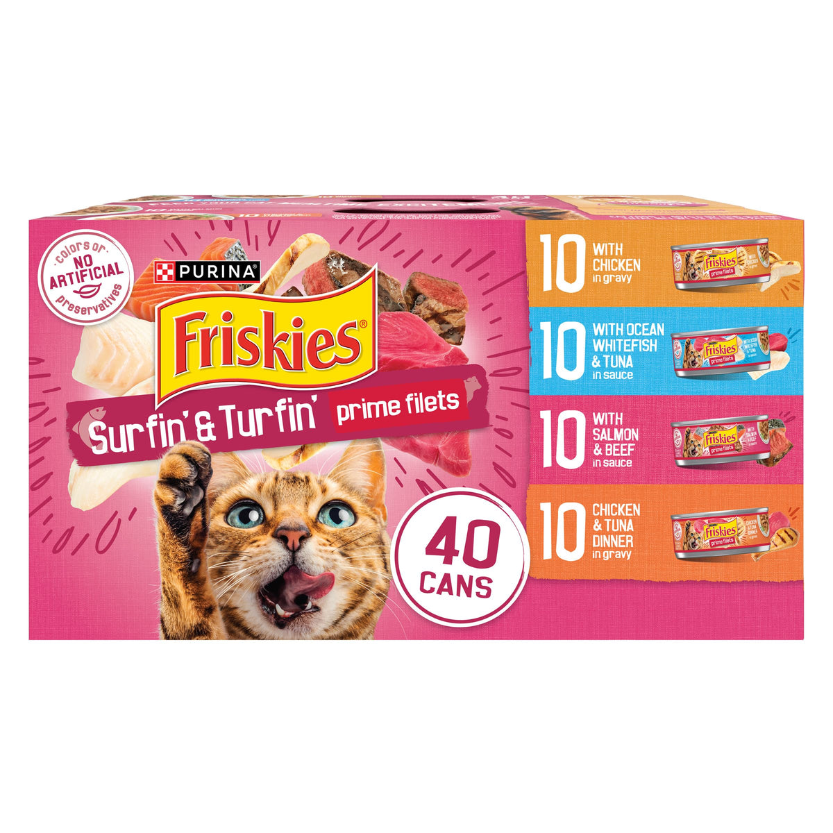 Friskies Prime Filets Cat Food Variety Pack, 5.5 oz, 40 Pack