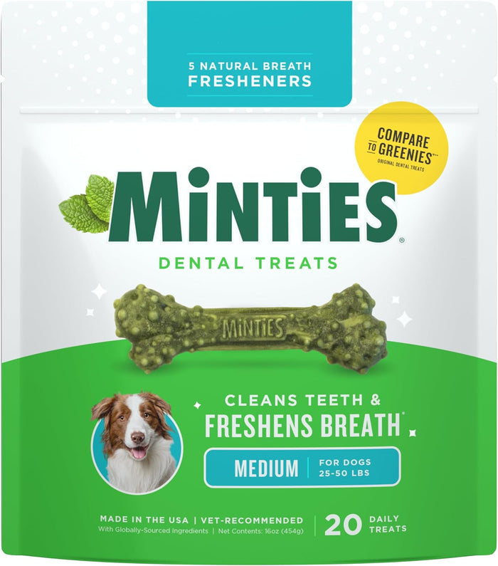 Mint-Flavored Dental Chews for Medium Dogs 25-50 lbs, 20 Count