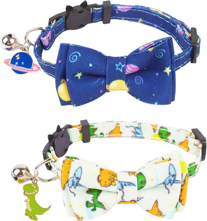 Breakaway Cat Collar with Bow Tie & Bell, 2 Pack