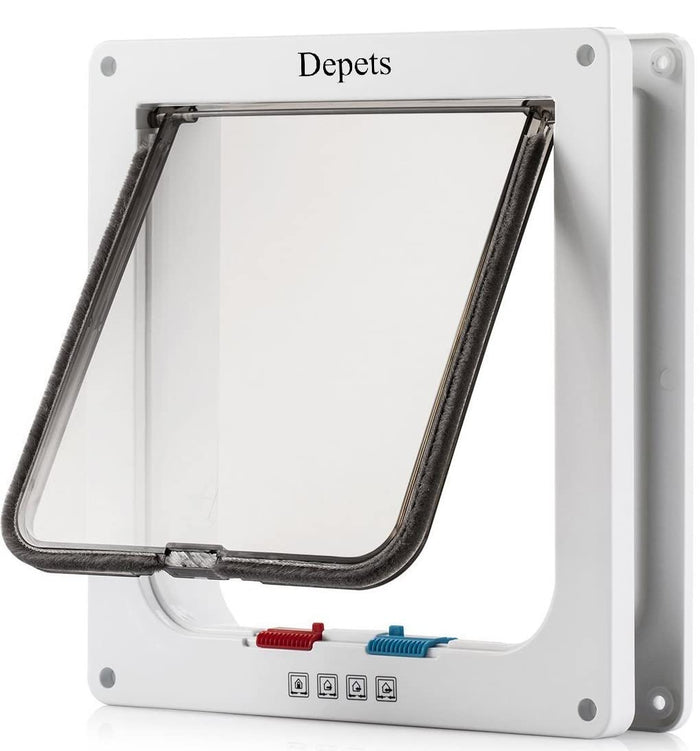Depets 4-Way Locking Large Cat Flap Door, 9.9" x 9.2"