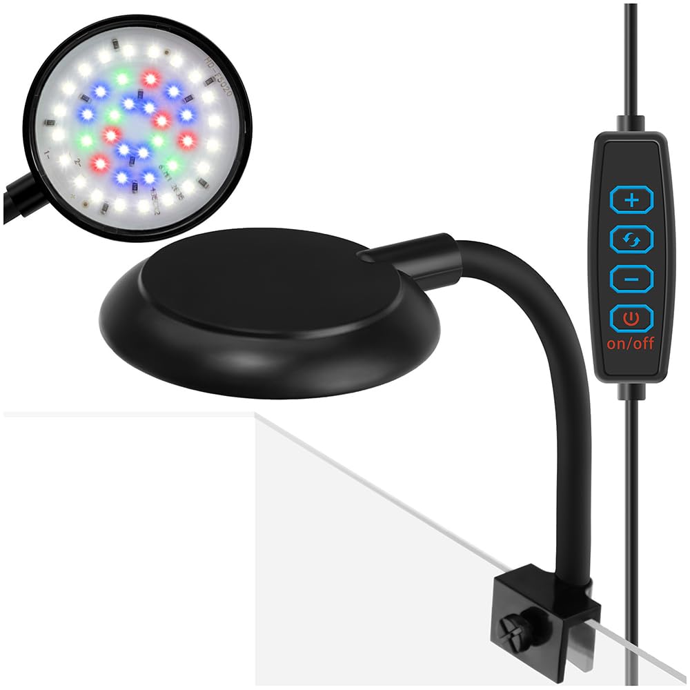 DaToo 7W Dimmable Mini Clip-On Aquarium Light, 1-3 Gallon
