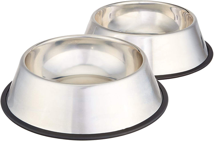 Amazon Basics Stainless Steel Non-Skid Dog Bowls, 38 oz, 2 Pack