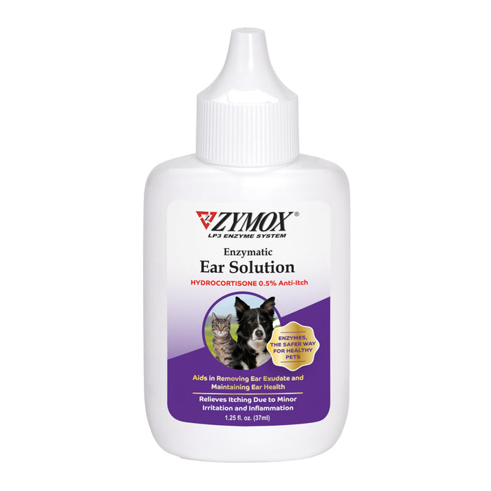 Zymox Enzymatic Ear Solution with 0.5% Hydrocortisone for Dogs and Cats, 1.25 oz