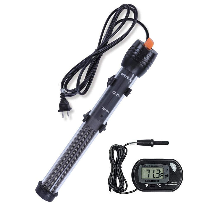 Orlushy Adjustable Submersible Aquarium Heater with Thermometer