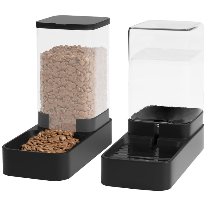 Wefeedy Gravity Cat Feeder & Water Dispenser Set, 3.3L, Black