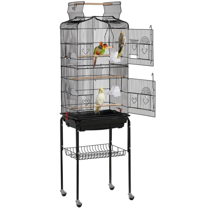 Yaheetech 64-Inch Open Top Bird Cage for Parakeets & Cockatiels, Black