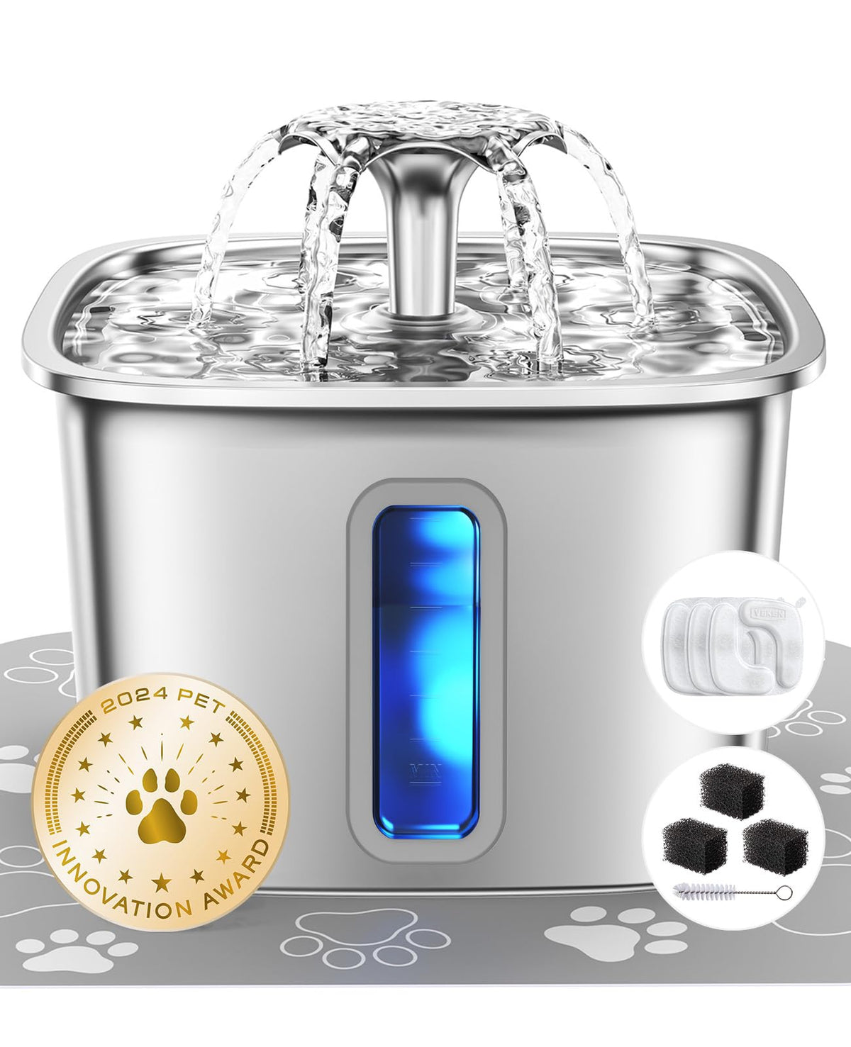 Veken Stainless Steel Cat Water Fountain C1, 108 oz