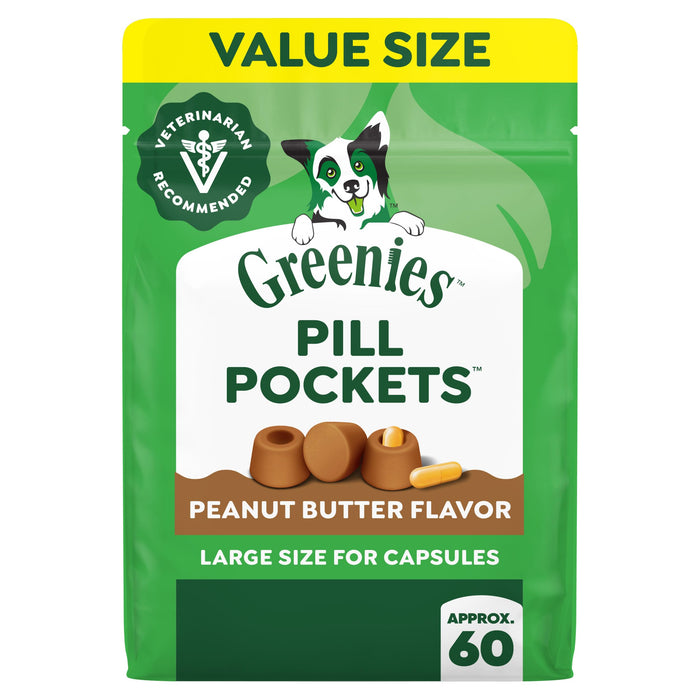 Greenies Pill Pockets Large Size Dog Treats, Peanut Butter, 15.8 oz