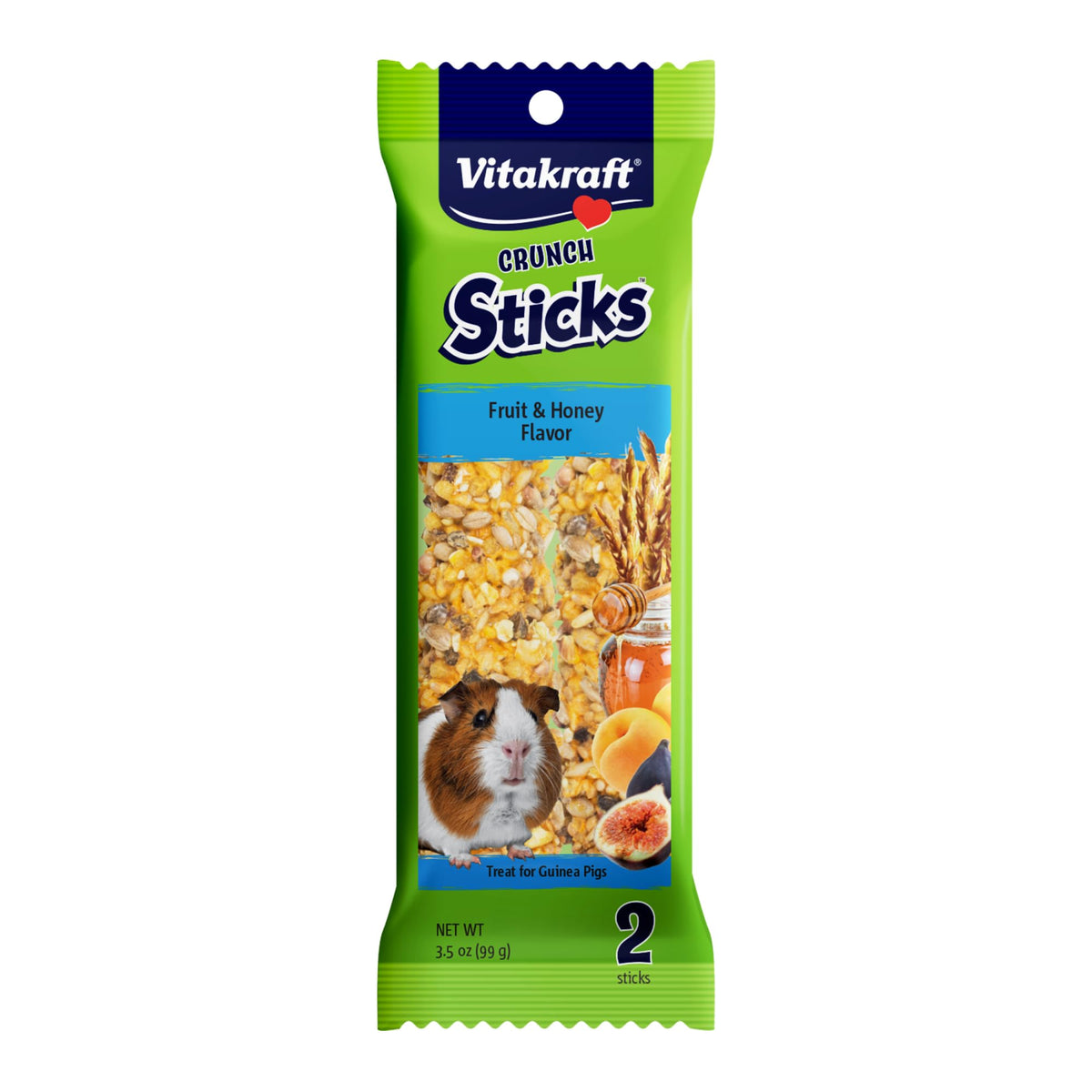 Vitakraft Crunch Sticks Guinea Pig Treats, Fruit & Honey, 2 Sticks