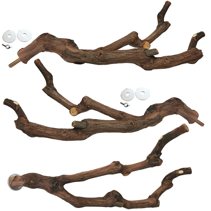kathson Natural Grape Stick Bird Perch Stands, 3 Pack