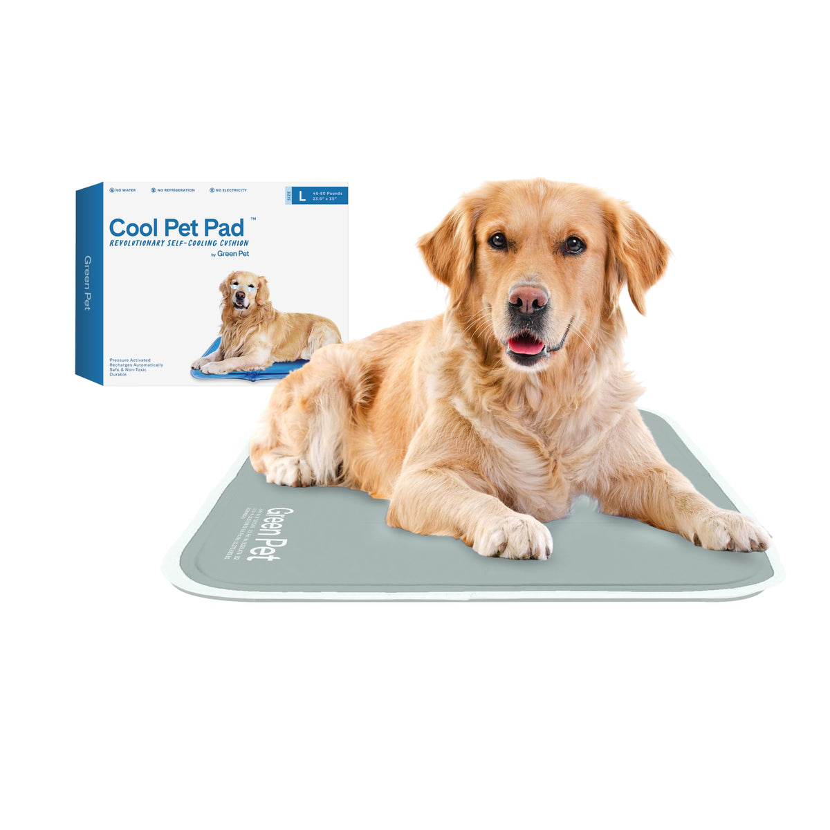 The Green Pet Shop Self-Cooling Pet Pad, Large, Sage Grey