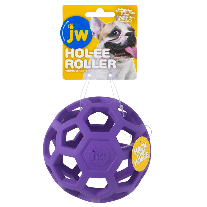 JW Pet HOL-ee Roller, Natural Rubber, Medium 4.5in, Colors May Vary