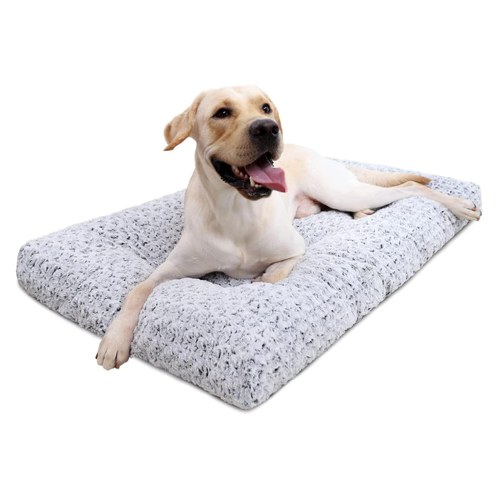 KSIIA Washable Plush Dog Crate Bed, Medium 35" x 23", Gray