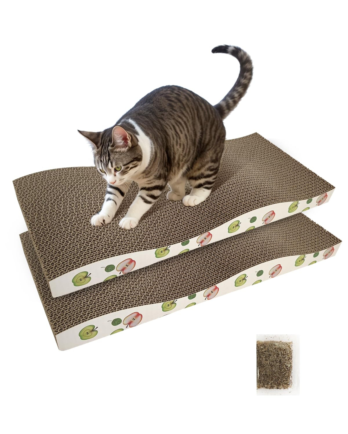 TIMHAKA Corrugated Cat Scratching Board with Catnip, 2 Pack