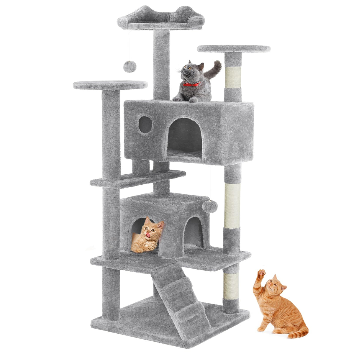 Sweetcrispy 54-inch Cat Tree Tower with Scratching Posts, Indoor Use
