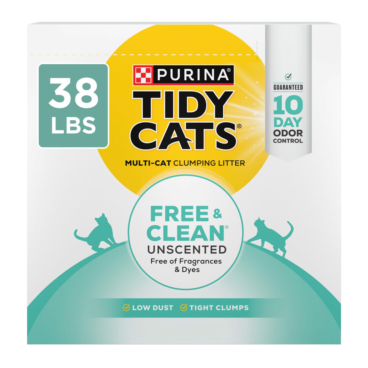 Tidy Cats Free & Clean Unscented Clumping Cat Litter, 38 lb