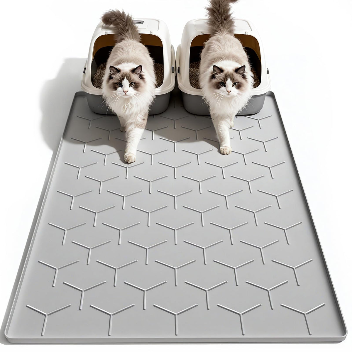 Garoopion Silicone Cat Litter Mat Large 40" X 28", Easy to Clean, Gray