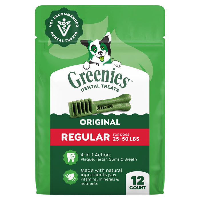 Greenies Regular Dental Dog Treats, Original Chicken Flavor, 12 Count