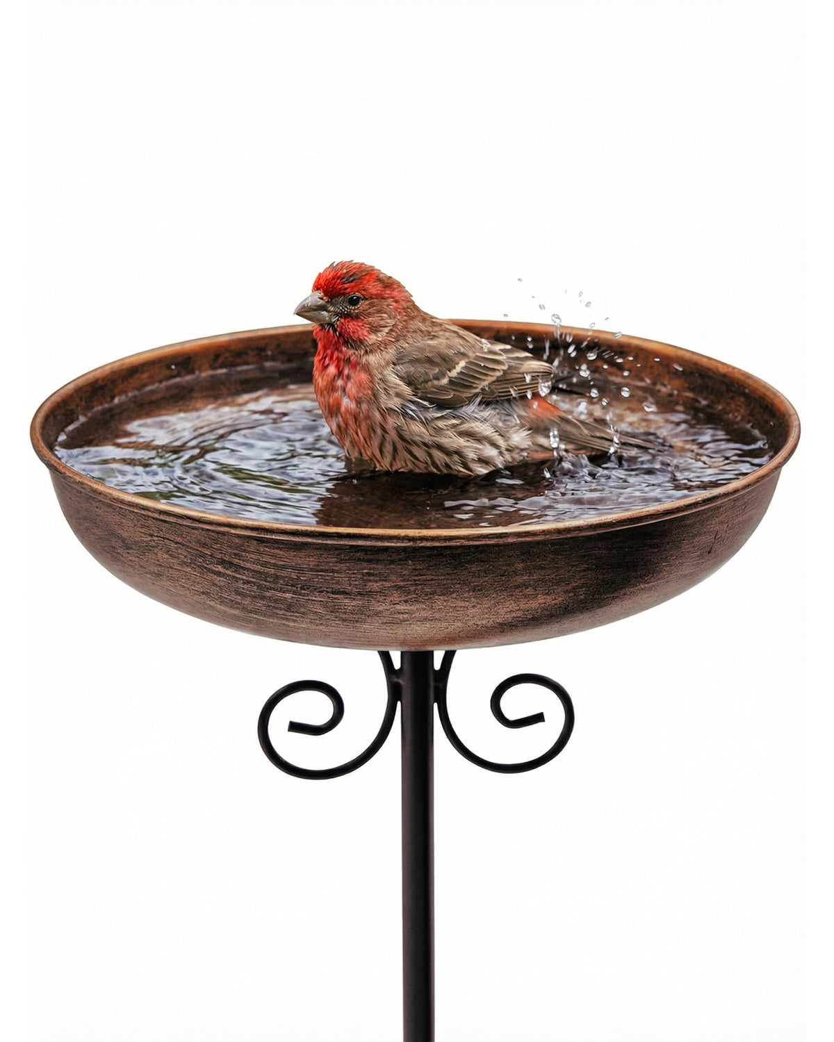 OUISJYER 10" Small Metal Bird Bath with Stake