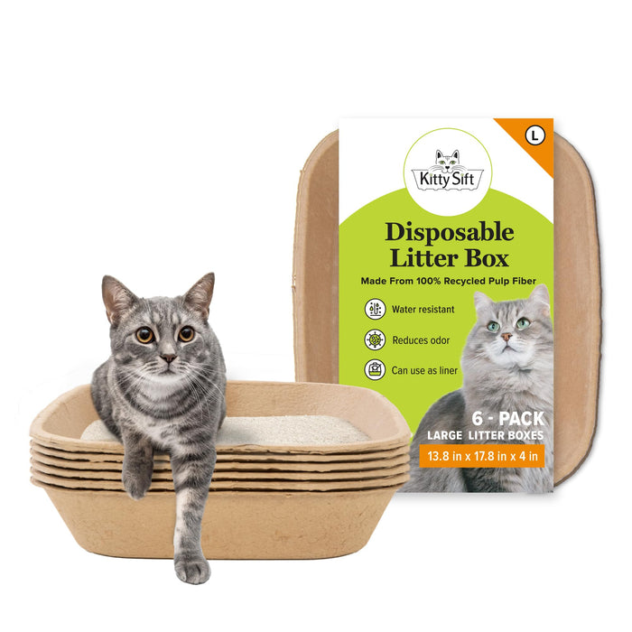 Kitty Sift Large Disposable Cat Litter Box, 6 Count