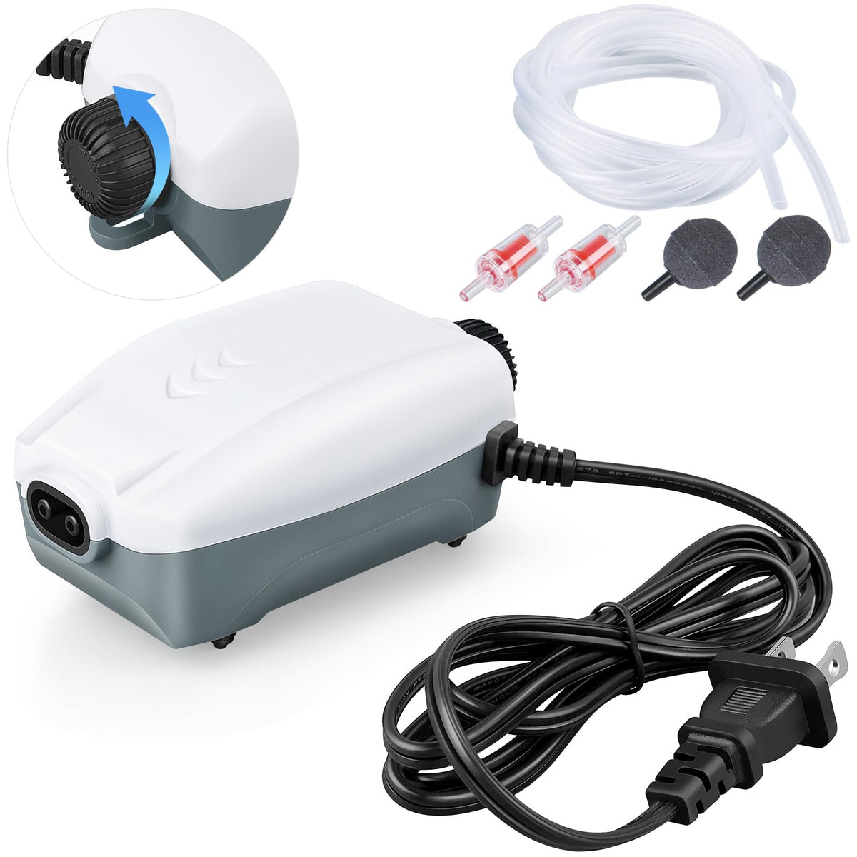 HITOP Dual Outlet Quiet Aquarium Air Pump, 10-100 Gallon