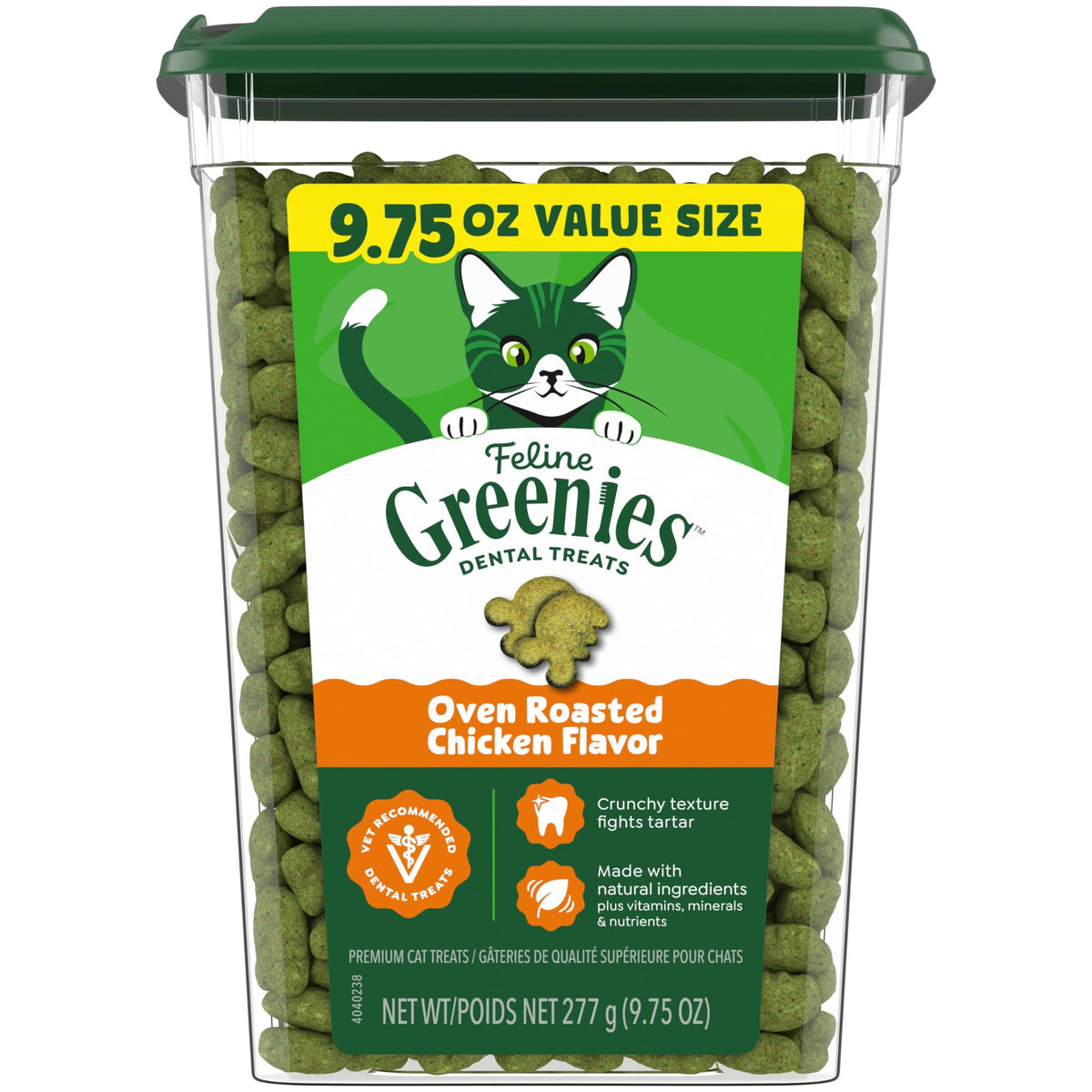 Greenies Feline Dental Cat Treats, Roasted Chicken, 9.75 oz