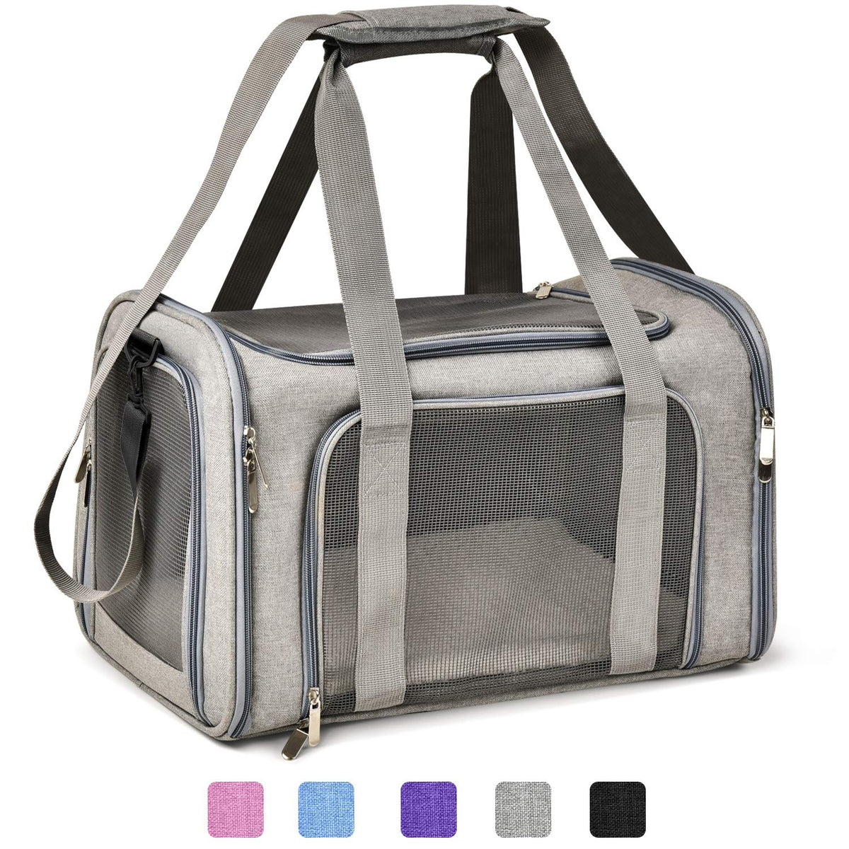 Henkelion Soft-Sided Pet Carrier for Cats & Small Dogs, Grey