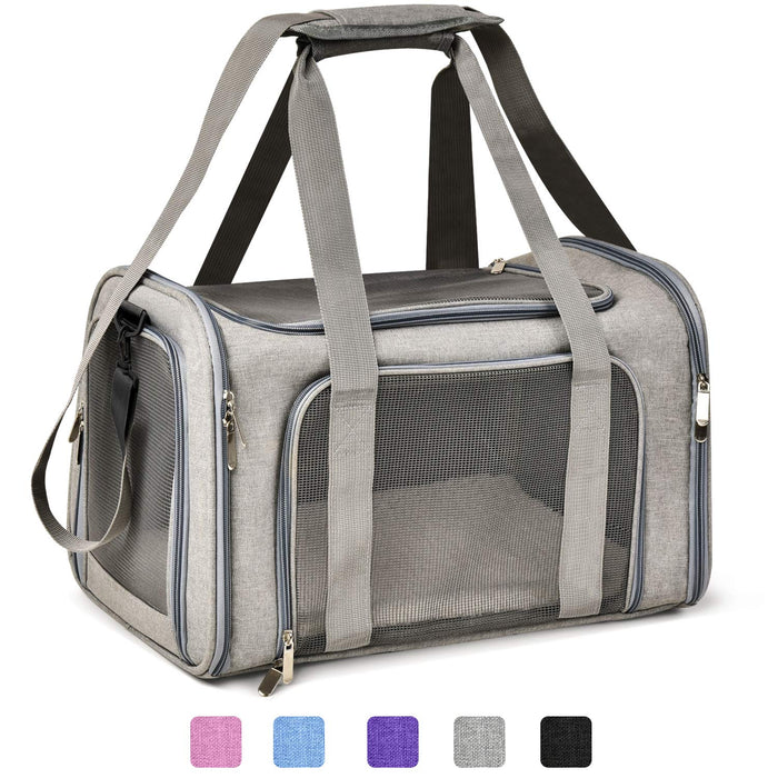 Henkelion Soft-Sided Pet Carrier for Cats & Small Dogs, Grey