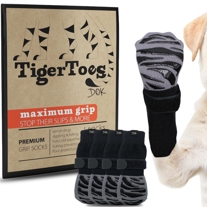 DOK TigerToes Non-Slip Dog Socks, Large