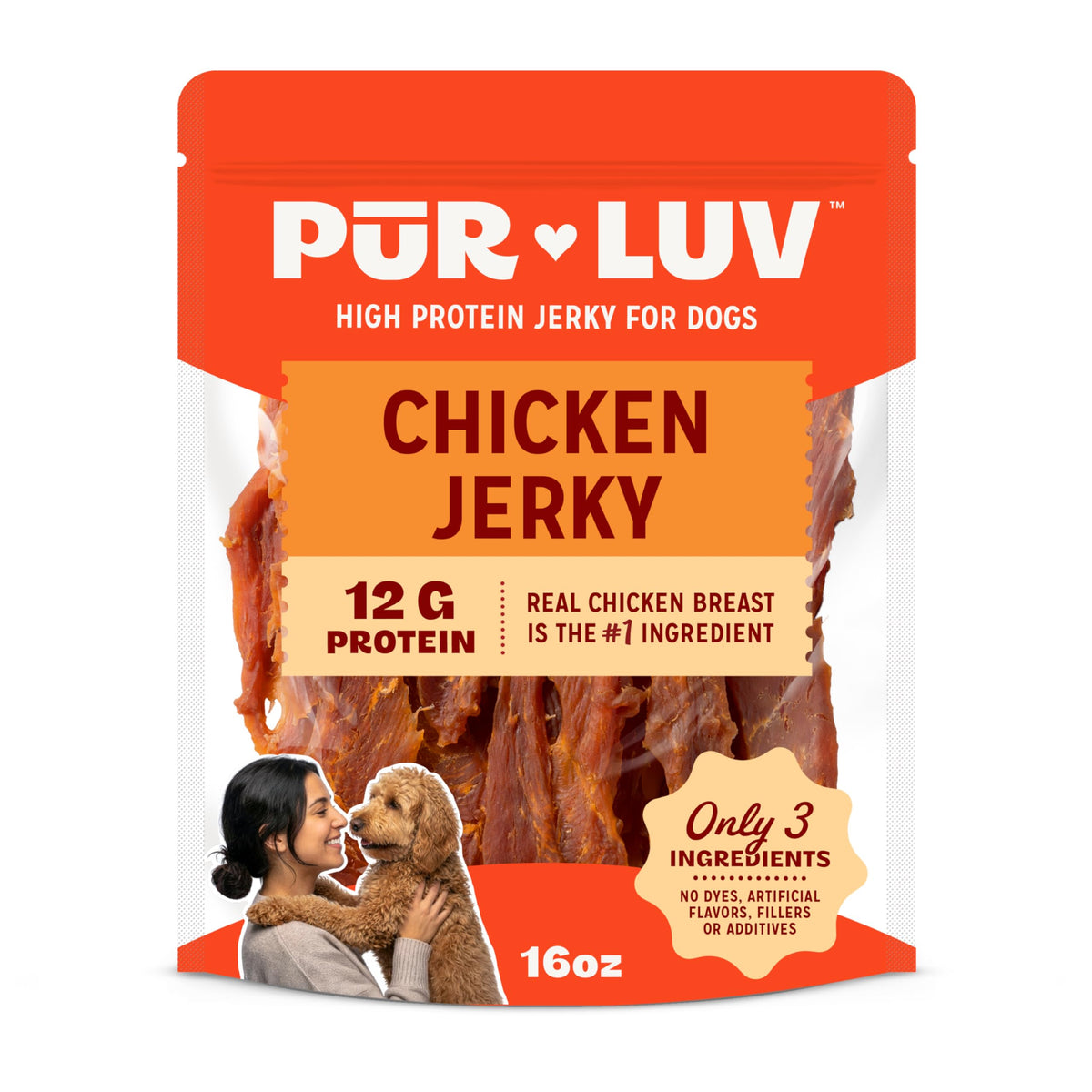 Pur Luv Chicken Jerky Dog Treats, 16 oz
