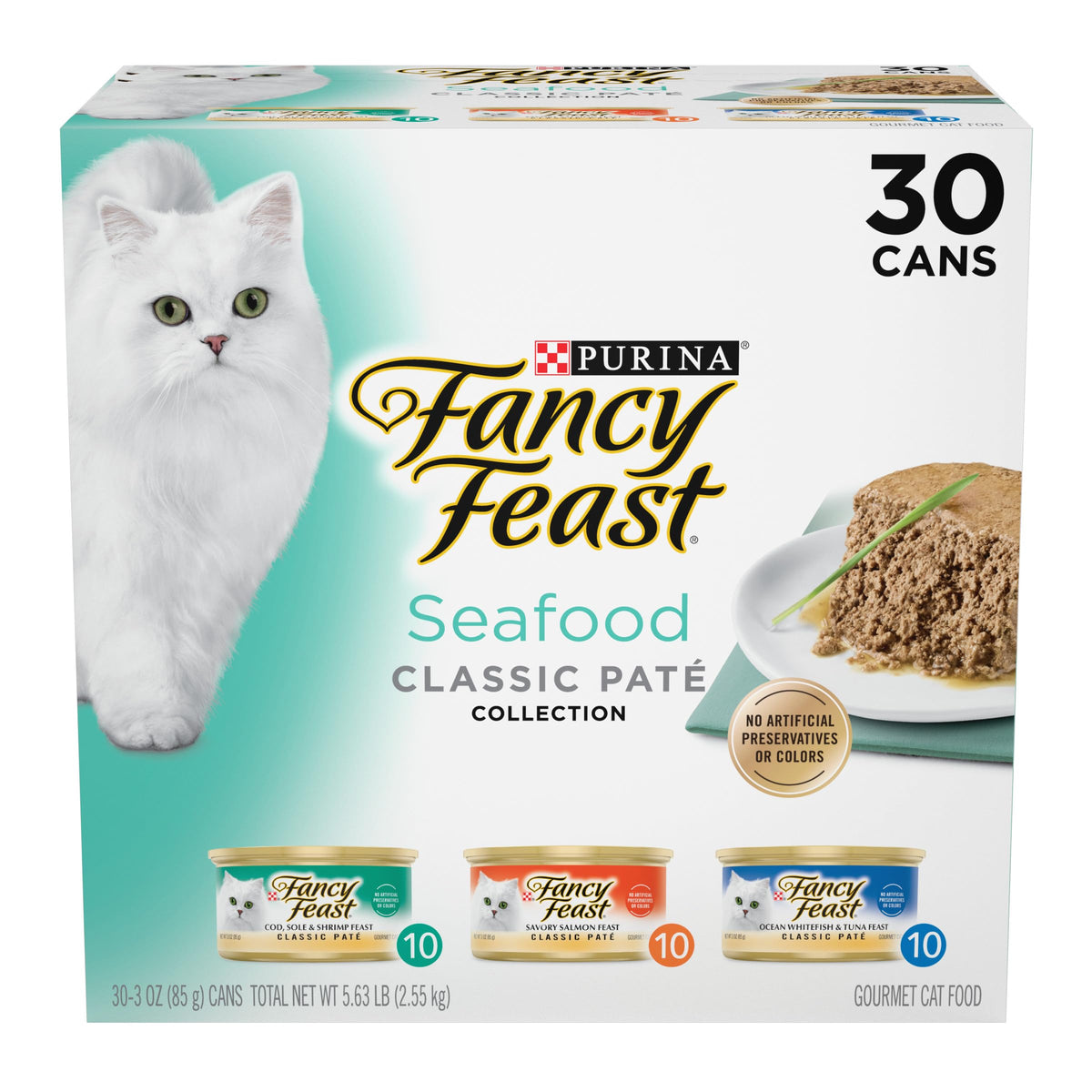 Fancy Feast Seafood Classic Pate Variety Pack, 3 oz, 30 Pack