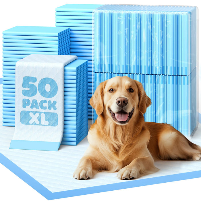 Powools Puppy Pads for Dogs, 34x28 in, 6-Layer Leakproof, 50-Pack